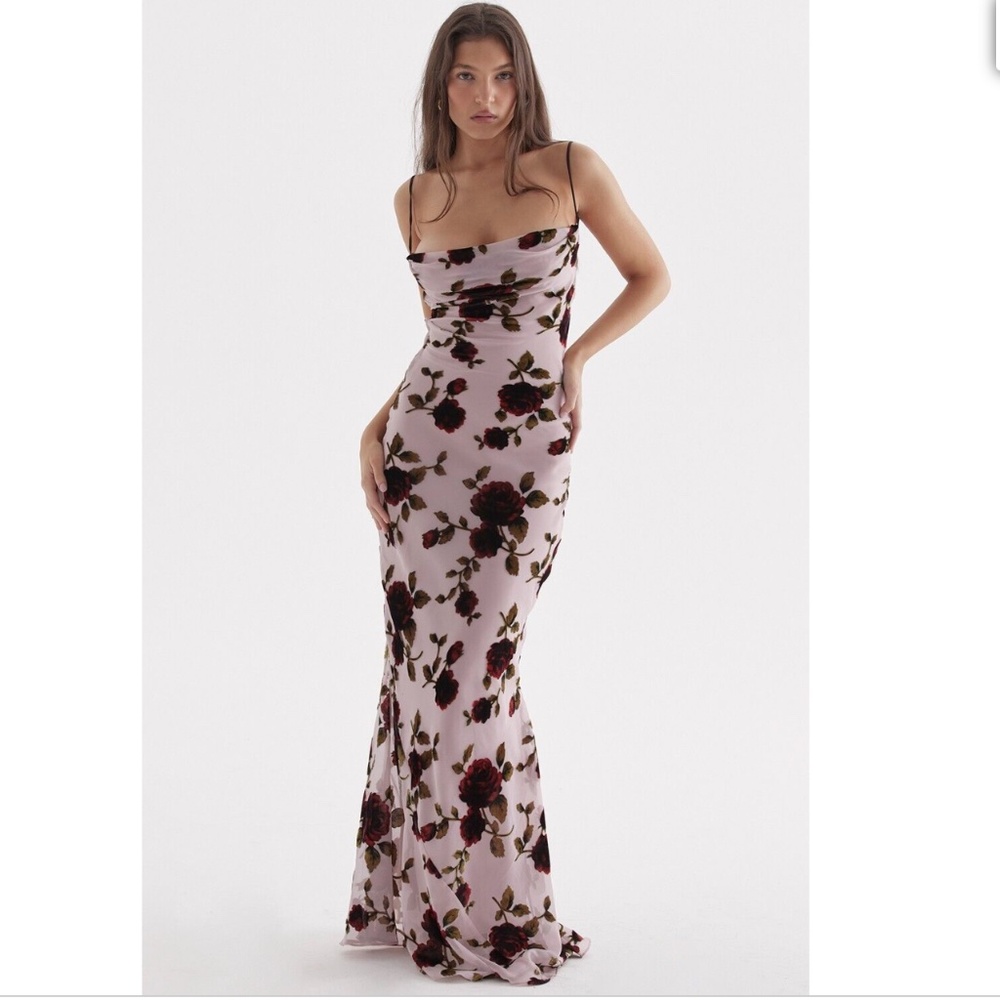 HOUSE OF CB 'Serena' Pink Devore Maxi Dress NWOT size M - Picture 13 of 16